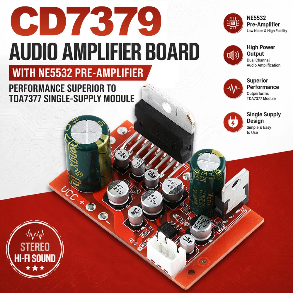 CD7379 Audio Amplifier Board With NE5532 Preamplification Dual Channel Module Single Power Supply effect exceeds TDA7377