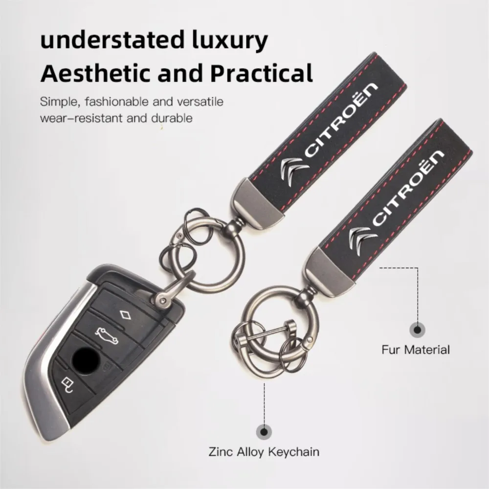 Suede Key Ring Sport Car Keychain Custom Car Emblem Gift With For Citroen C4 C3 C2 C1 C5 DS3 Berlingo Xsara Picasso headrest - view 2