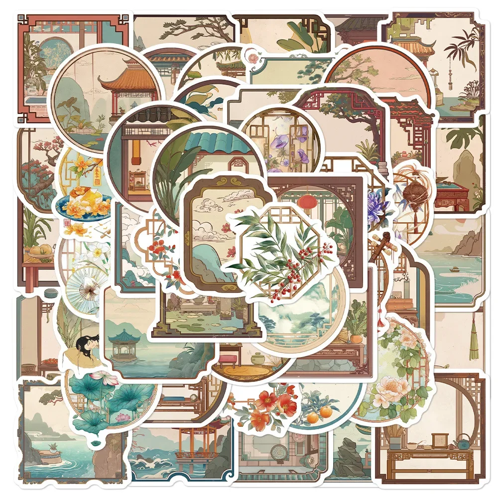 50 個中国風紙切りステッカー面白い落書き DIY 日記アルバム冷蔵庫自転車ラップトップ装飾アートワーク