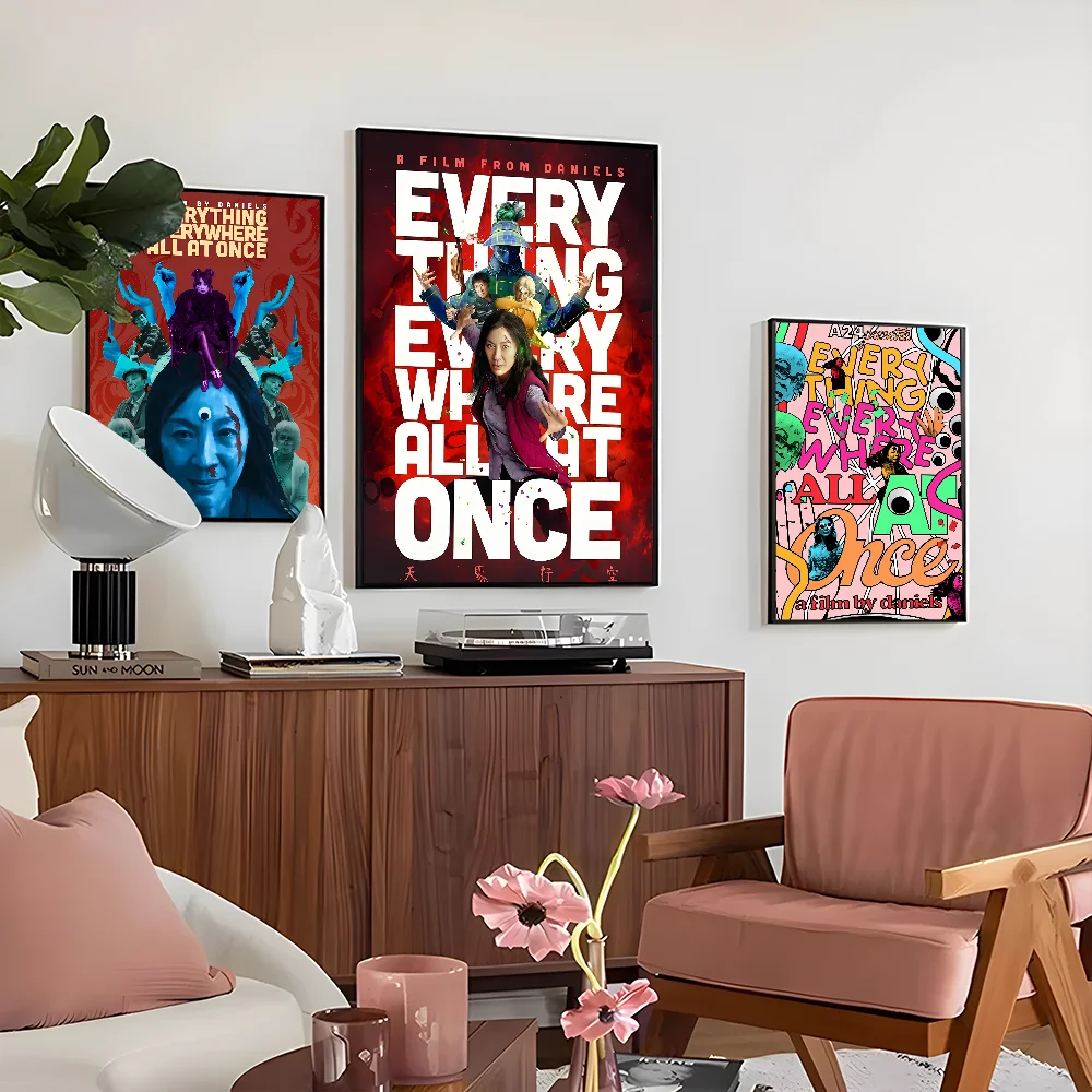 Everything Everywhere All At Once Poster Self-adhesive Art Waterproof Paper Sticker Coffee House Bar Room Wall Decor