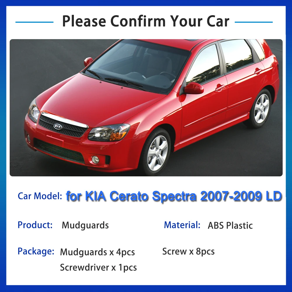 for KIA Cerato Spectra 2007 2008 2009 LD Mud Flaps Splash Guards Flap Mudguards Fender Front Rear Wheels Car Stying Accessories