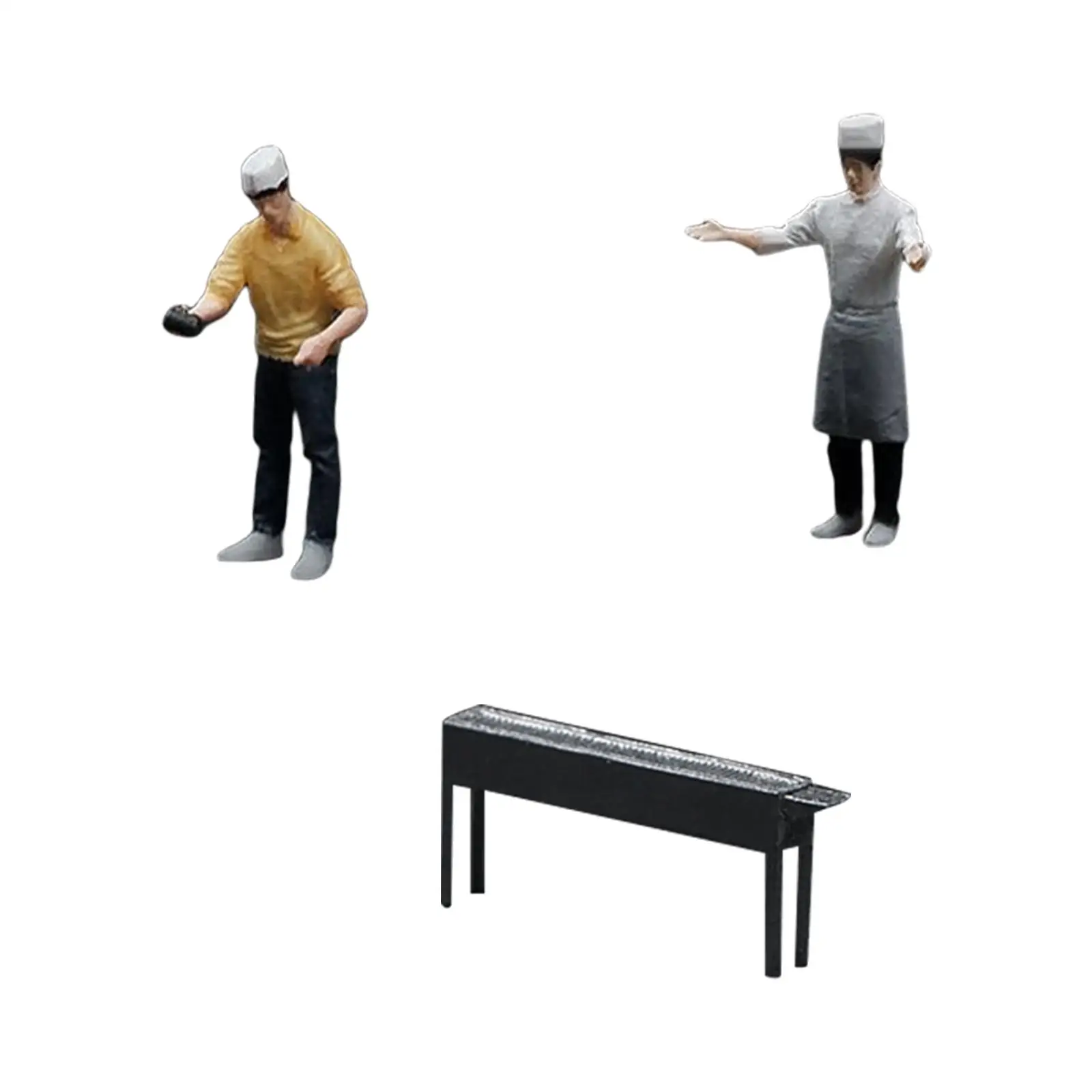 Figurines de chef de barbecue, personnes miniatures, jauge S, décoration de jardin nickel é, modèle 1/64