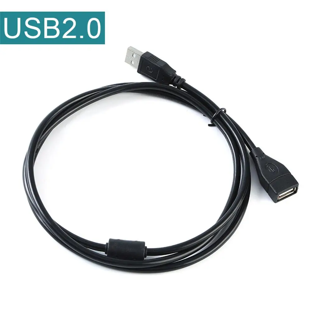 High Quality 0.6M 1M 1.5M 3M 5M USB 2.0 A Male to A Female Data Sync Charger Extension Cable Cord Black Data Cables Accessories
