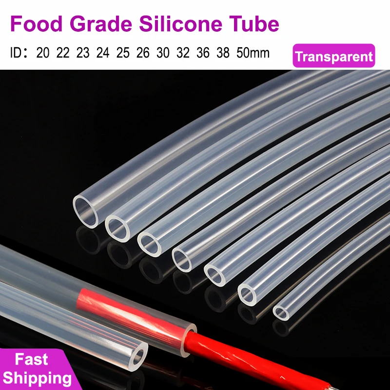 Food Grade Silicone Tube ID 20 22 24 26 28 30 32 36 38 50mm Flexible Beer/Drink/Milk/Water Hose Soft Aquarium Pump Pipe