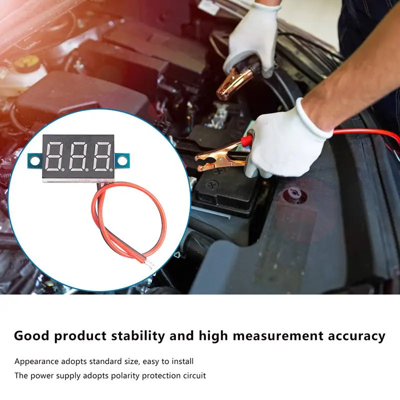 LED Digital Voltmeter Voltage Panel Meter For Electromobile And Motorcycle Adopts Polarity Protection Circuit