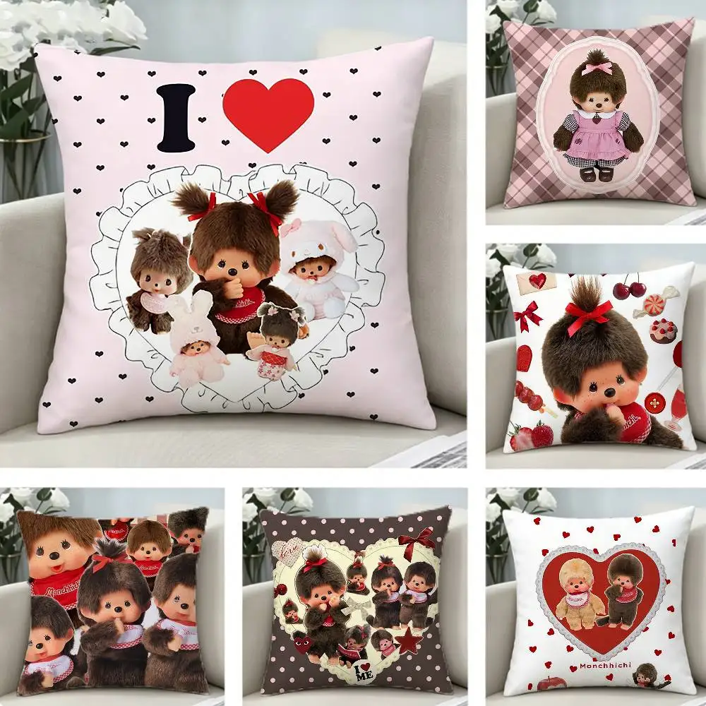 

LOVELY M-MonchhichiS Pillow Case Pattern Printed Pillowcase For Living Room Sofa Cushion Cover