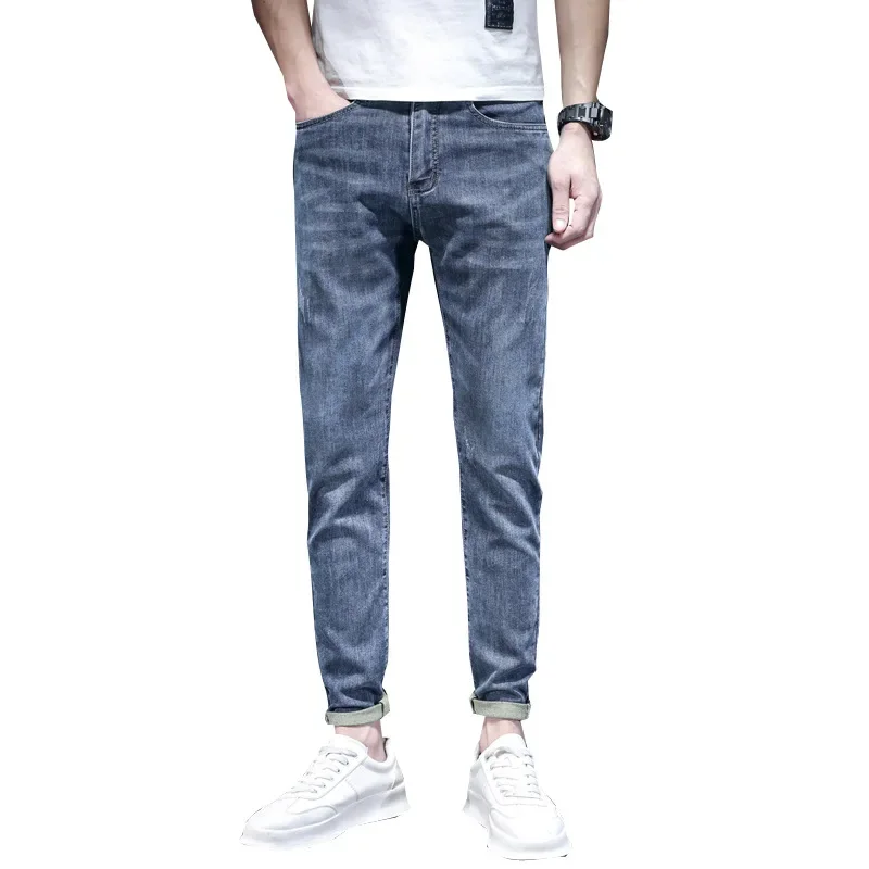 Men's Jeans Fashion Brand Spring And Autumn New Style Slim Fit Small Feet Fashion Casual Summer Thin Cropped Pants