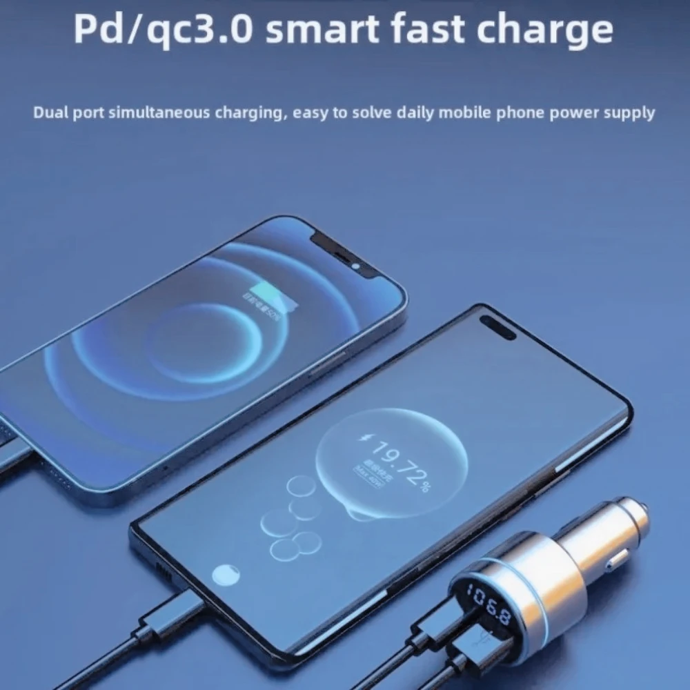 

DB-AZ-Car Transmitter BC61 Car Bluetooth MP3 Player Zinc Alloy Case Fast Charge FM Transmitter