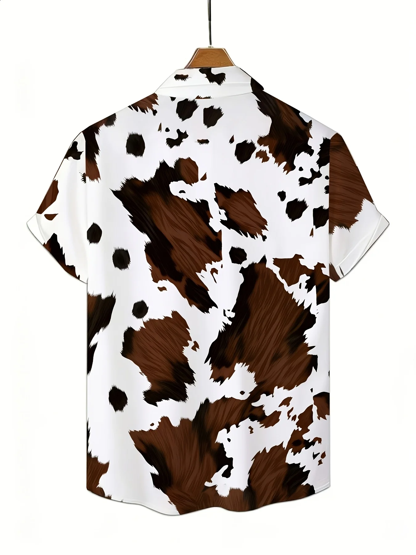 Men's Shirt Cowhide Texture Print Short Sleeve Casual Western Leisure Lapel Stylish Outdoor Loose Daily Holiday Mens Clothing