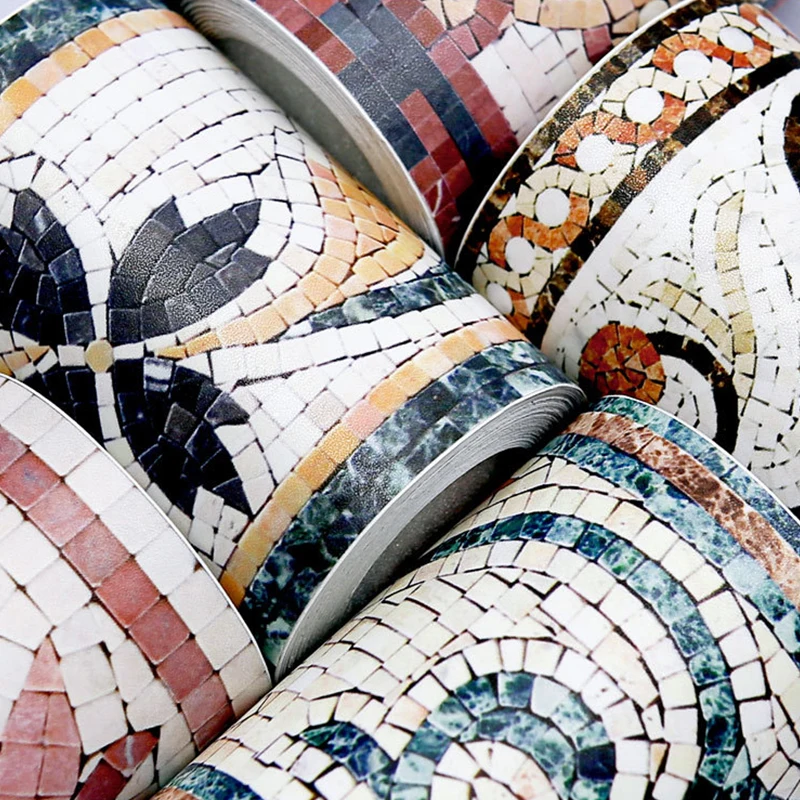 5 Meter PVC Mosaic Self-adhesive Wall Border Sticker Waist Line Waterproof Wallpaper Baseboard European Wall Decor Skirting Line