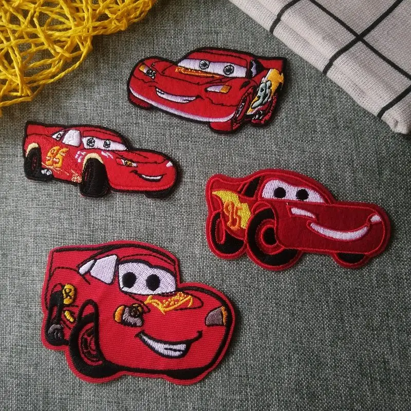 Cars Cartoon Red Lightning McQueen Ironing Sewing Patch Cloth Sticker DIY Clothes Bag Decoration Cartoon Pattern Decal Wholesale