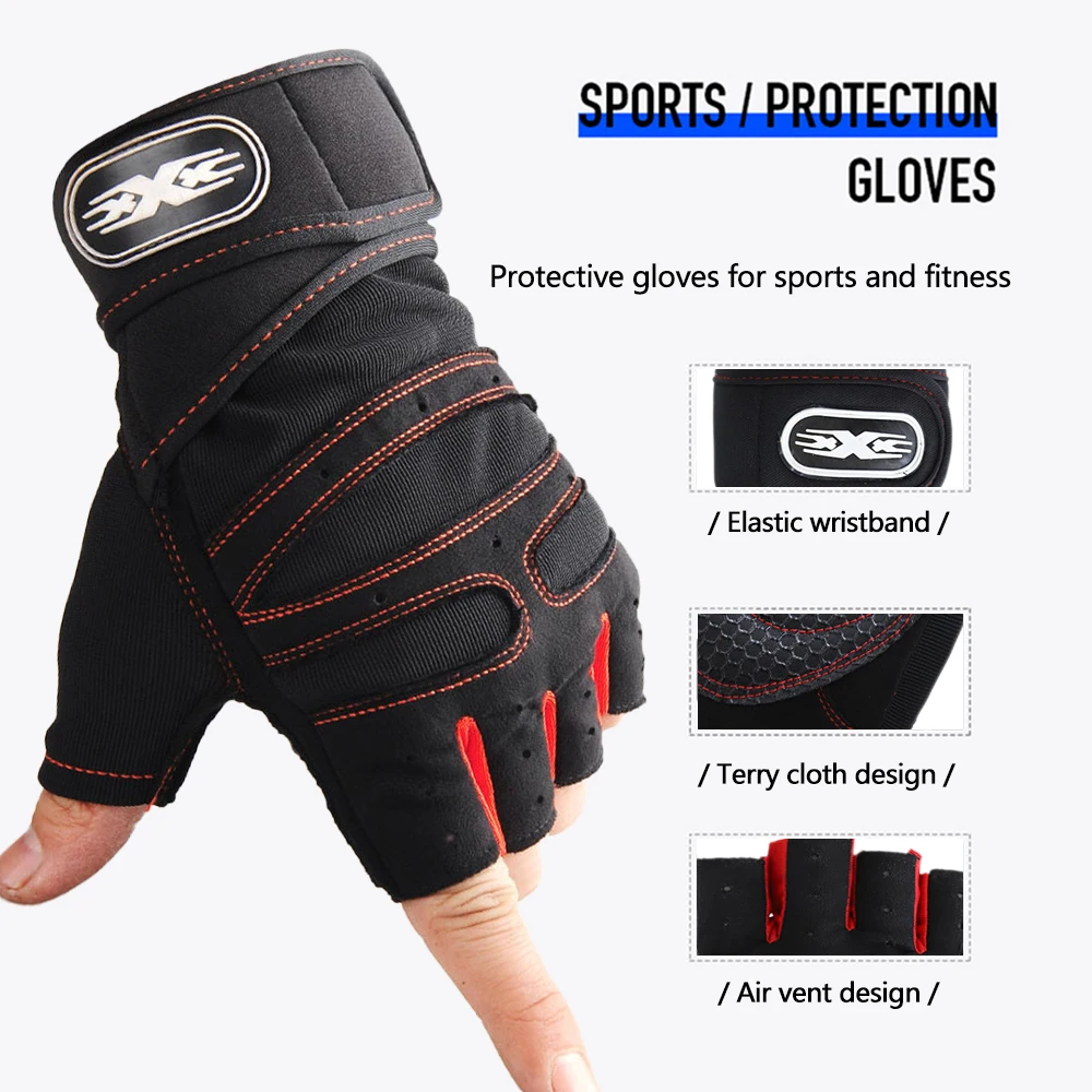 Cycling Half Finger Gloves Fitness Weightlifting Training Glove MTB Road Bike Non Slip Mittens Sports Exercise Train Equipment