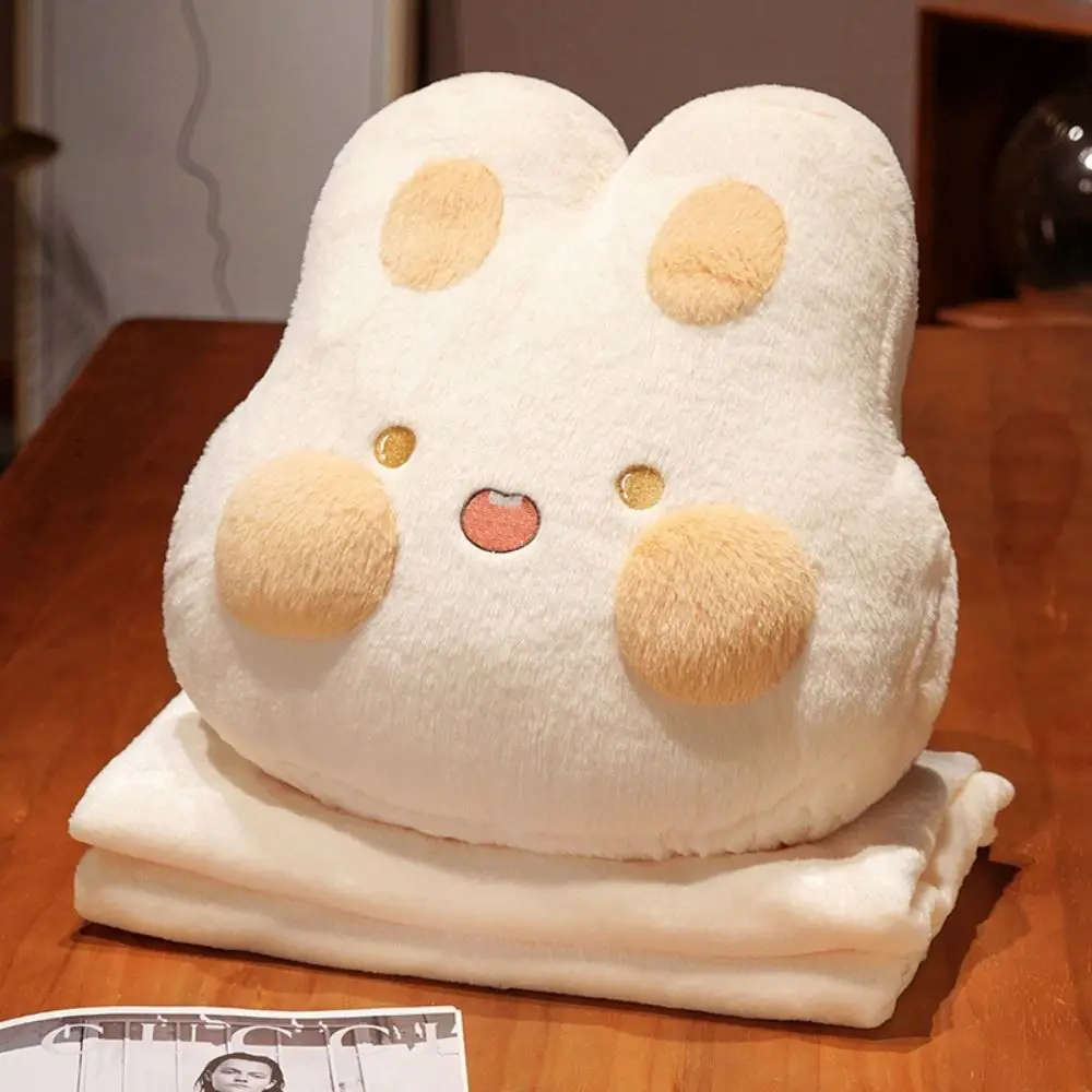 Cute with Blanket Warm Hand Throw Pillow Anime Rabbit Pillow Blanket Soft Cat Plush Hand Warmer Pillow Chlidren