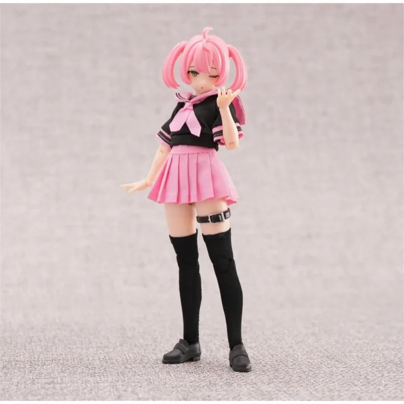 Auf Lager: 1/12 Maßstab Weibliche Süße Schülerin-Uniform mit Matrosenkragen-Oberteil und Plisseerock JK-Set für 6-Zoll Azone Actionfiguren-Körper – Detail 4