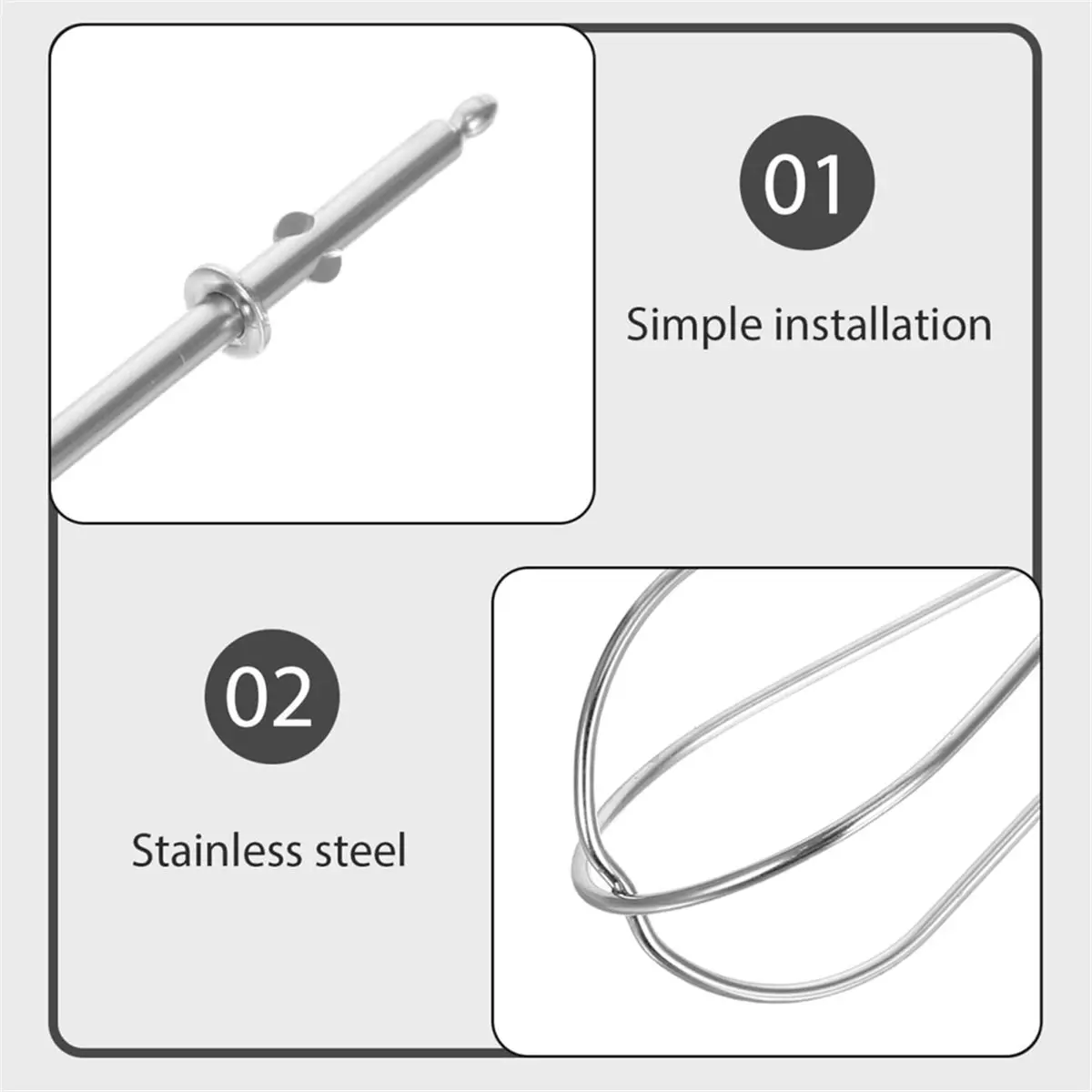 #80Q Set of 2 Replacement Whisk Attachments Made of Stainless Steel,Whisk Attachments,(Stainless Steel)