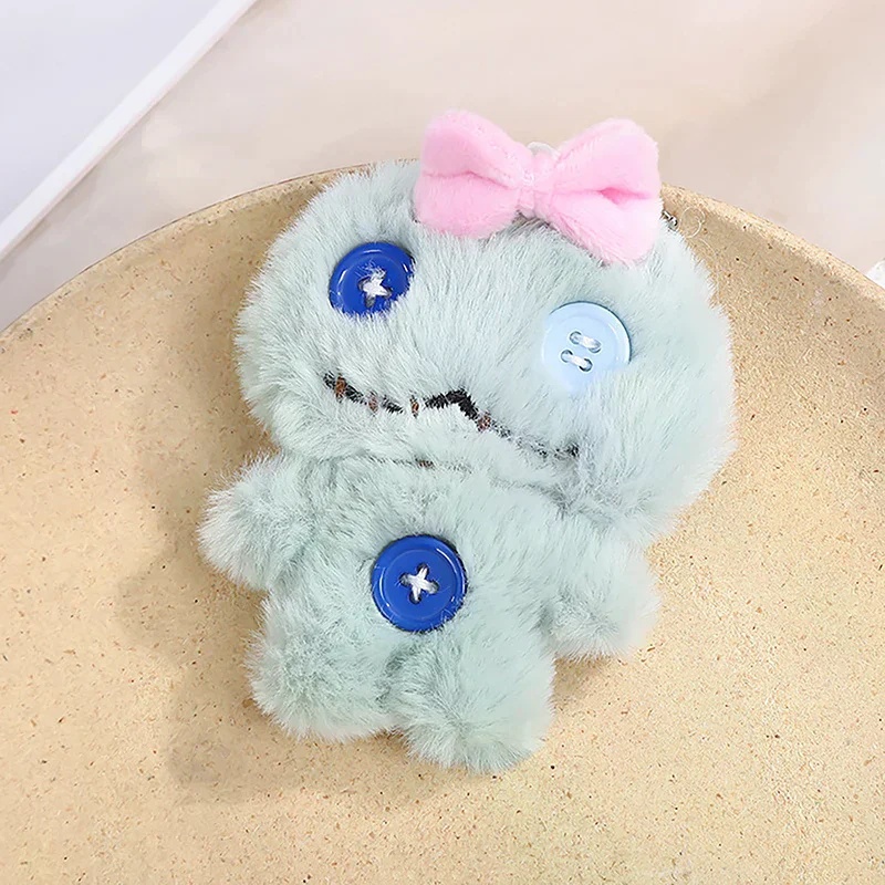 Cute Sweet Plush Dolls Hanging Ornaments Cartoon Plush Bow Doll Toy Keychain Bag Pendant With Buttons DIY Gifts Keychain Pendant