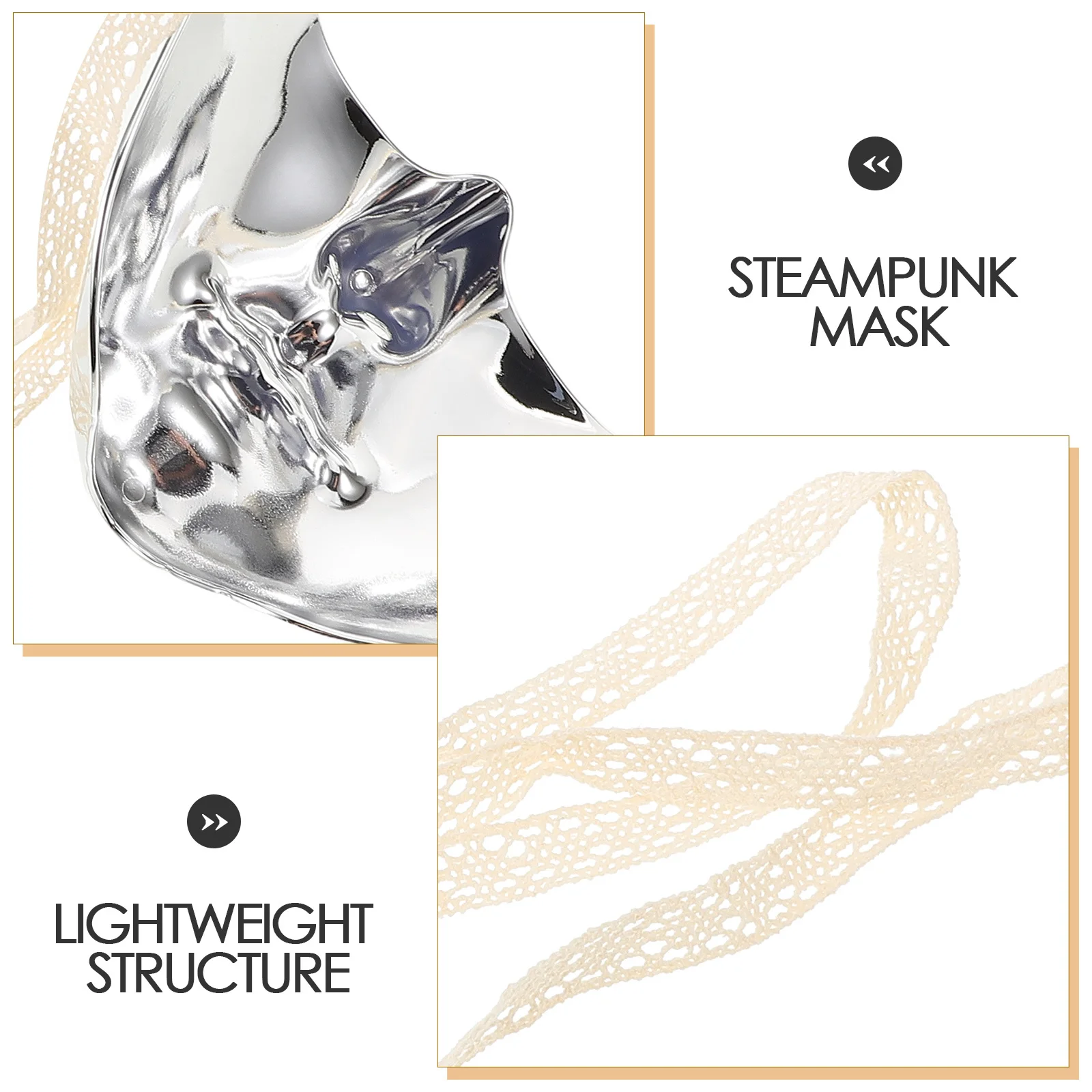 หน้ากากกลไกสไตล์สตีมพังก์ครึ่งหน้า สำหรับคอสเพลย์ งานปาร์ตี้ฮาโลวีน งานเทศกาล งานเต้นรำสวมหน้ากาก หุ่นยนต์