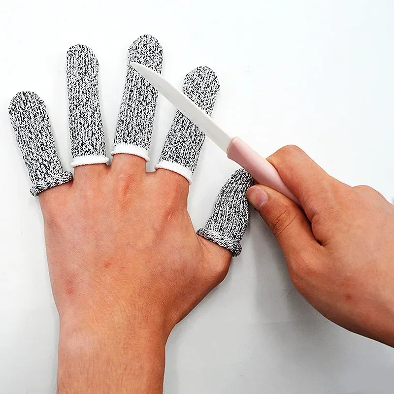 

5/10Pcs Anti-Cut Finger Cover Finger Protector Sleeve Level 5 High-strength Safety Anti Cut Fingertip Gloves Kitchen Tools DIY