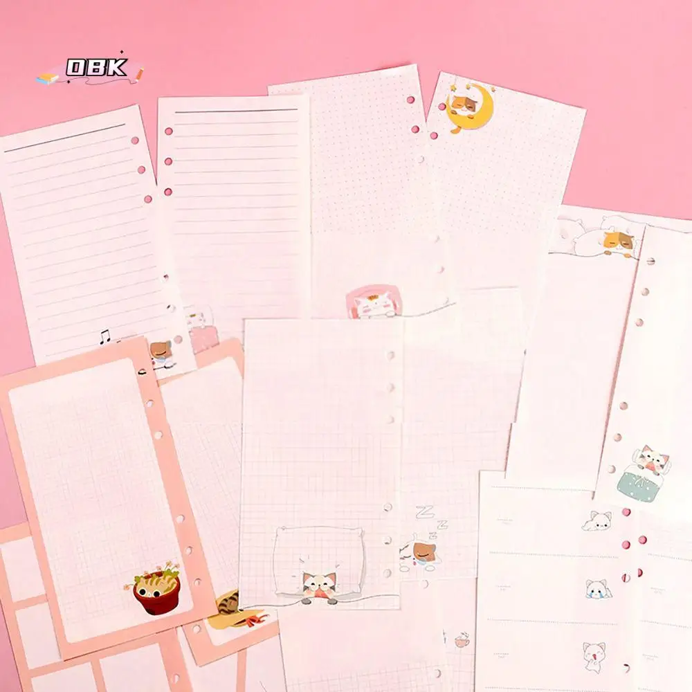 

Cat A5 A6 Loose-Leaf Notebook Refill Paper Flower Cartoon Refill Spiral Binder Blank Connell Stationery Indexing Cards