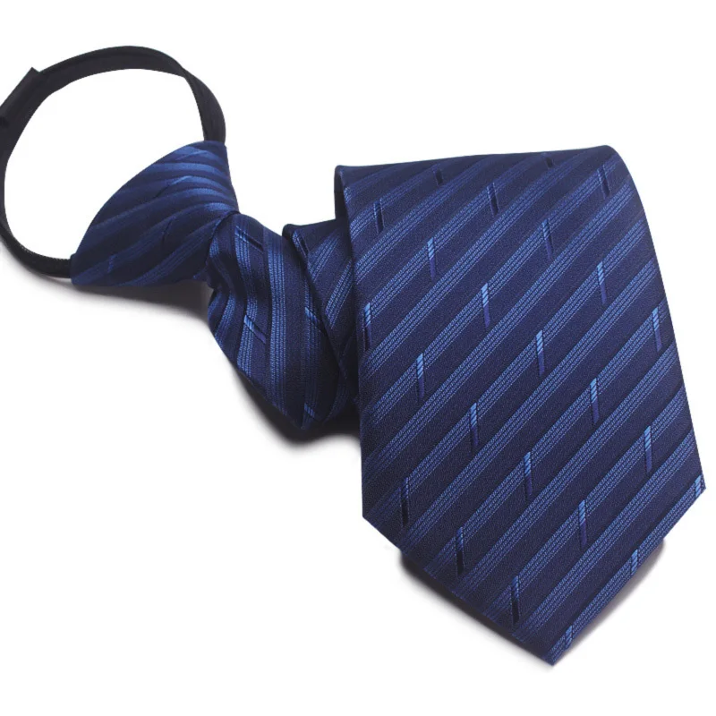 VEEKTIE Brand Formal Business Neckties For Men 8cm Pre-tied Adjustable Solid Color Blue Striped Checked Print Wedding Party Host