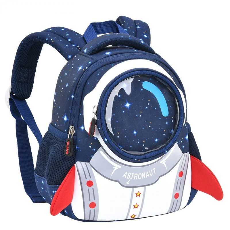 Mochila impermeable para niños y niñas, morral infantil con diseño de cohete y astronautas en 3D, antipérdida, resistente al agua