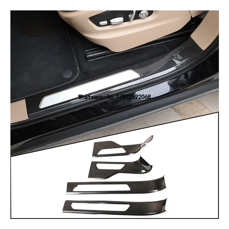 

For for 2018-2021 Carbon Fiber Car Door Welcome Pedal Trim Frame Threshold Strip Protection Interior Accessories