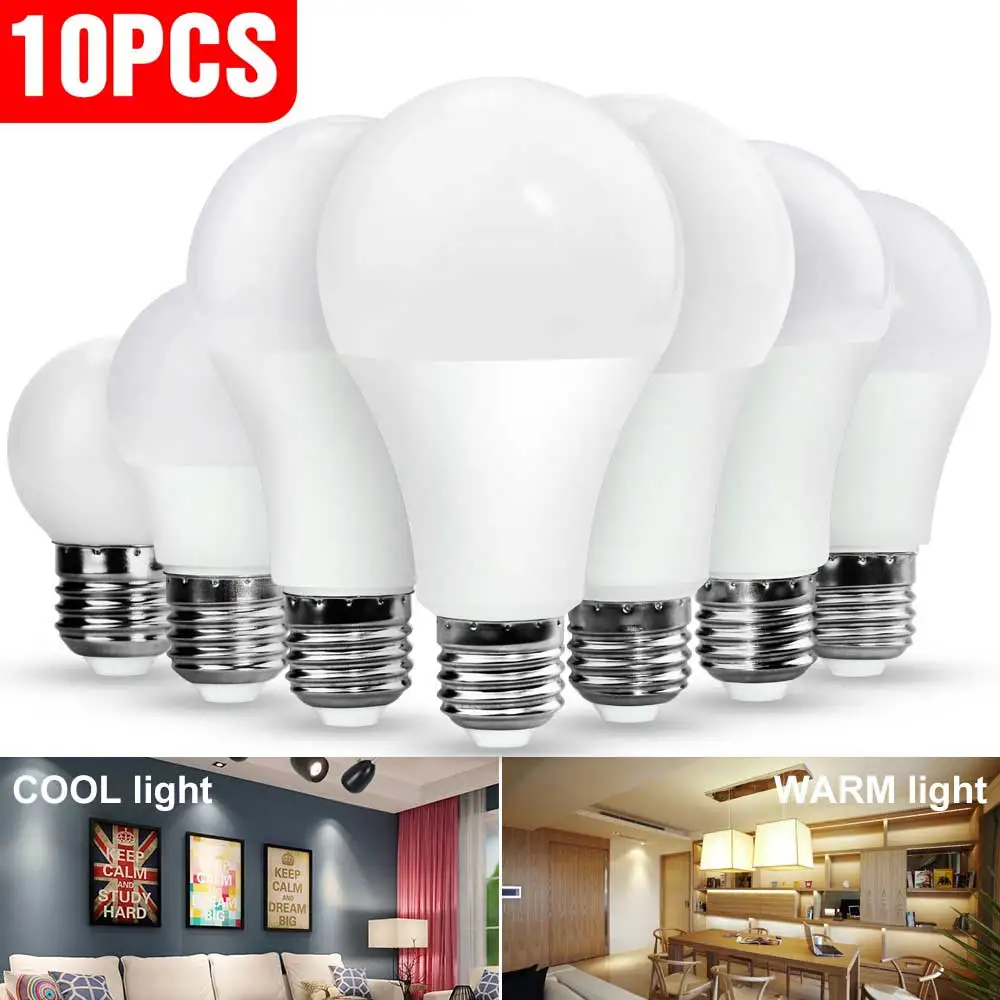 

10PCS LED E27/E26 Light Bulb E14 AC220V Lamp Indoor Living Room Chandeliers Bulbs Home Bedroom Lighting 3W 6W 9W 12W 15W 18W 20W