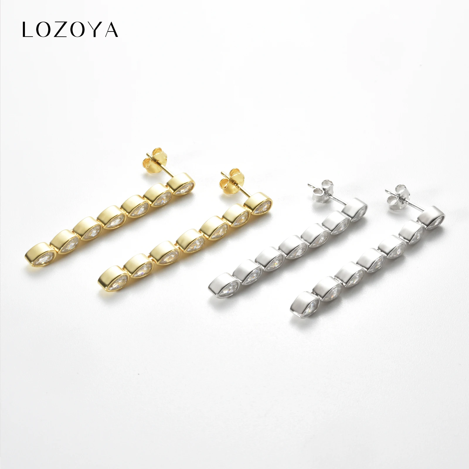 LOZOYA 925 Sterling Silver Pear CZ Zircon Long 43cm Drop Earrings Women 2026 Luxury Wedding Party Fine Jewelry Gift