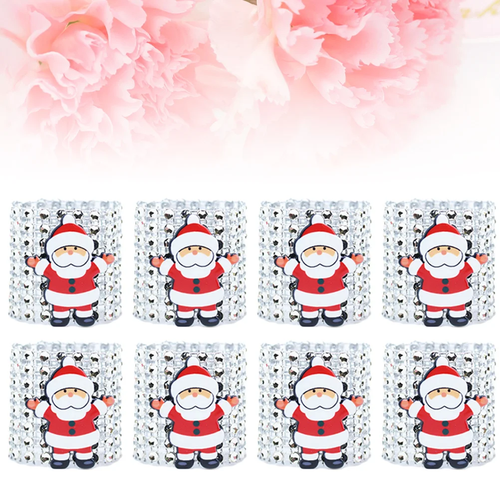 

12Pcs Christmas Napkin Rings Silver Reusable Serviette Holders Holiday Dining Table Decoration Festive Use Napkin Rings