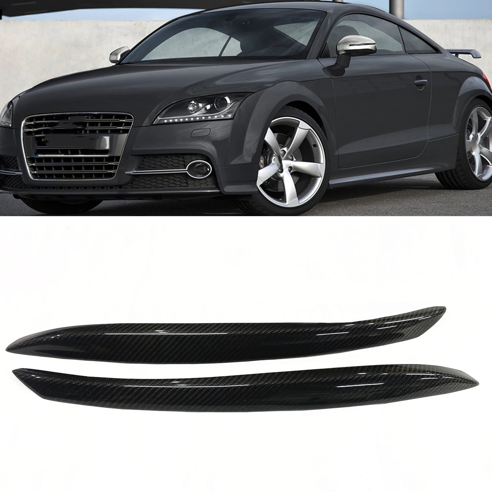 

For Audi TT 8J 2007-2014 Headlight Eyebrow Sticker Trim Front Head Light Headlamp Eyelid Brow