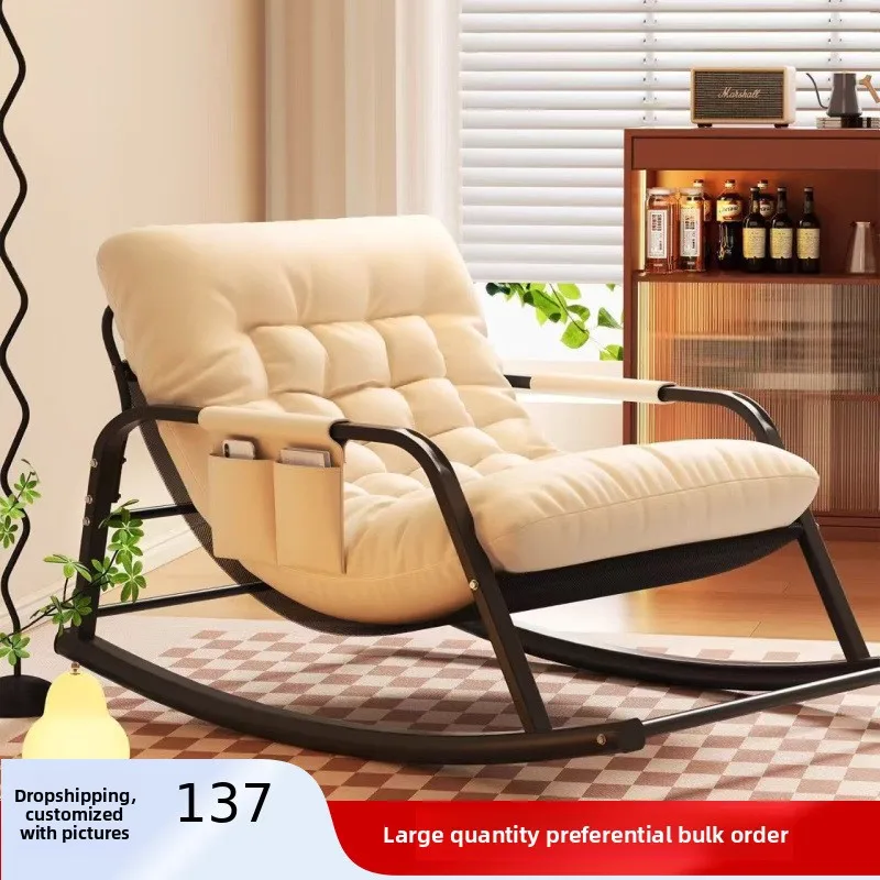 Double Rocking Chairs Enlarged Widened Lazy 좌식의자 Adult Balcony Home Technology Fabric Rocking Recliner Chair Can Sit Or Lie Down