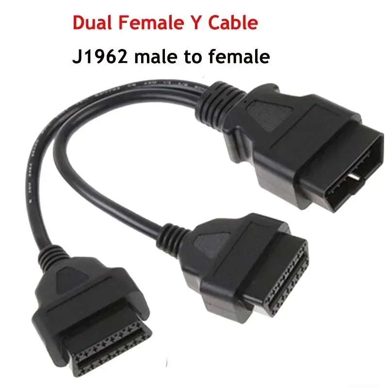 30CM OBD2 16 Pin Cable Extension Splitter Male to Dual Female Y OBD 16Pin Cable 1-2 OBD Connector Adapter