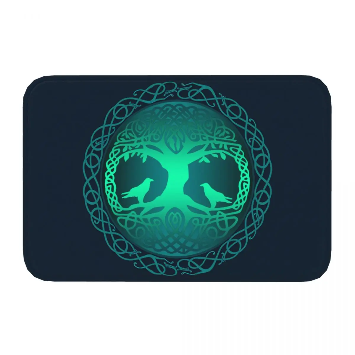 Yggdrasil Celtic Tree Of Life Huginn Muninn Tattoo Viking Non-slip Doormat Carpet Living Room Bedroom Mat Welcome Flannel Modern