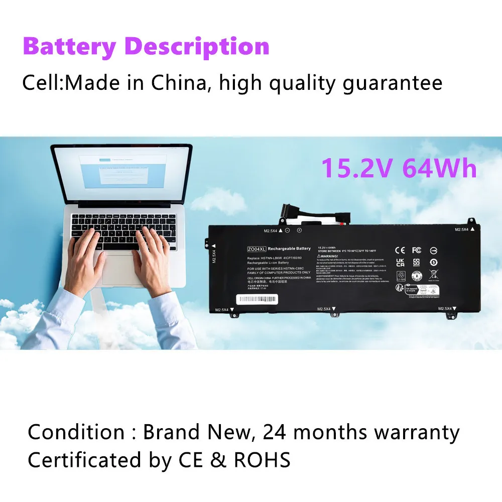 Laptop Battery For HP ZBook Studio G3 G4 Series ZO04XL ZO04 HSTNN-LB6W HSTNN-CS8C HSTNN-C88C HSTNN-C02C 4ICP7/60/80