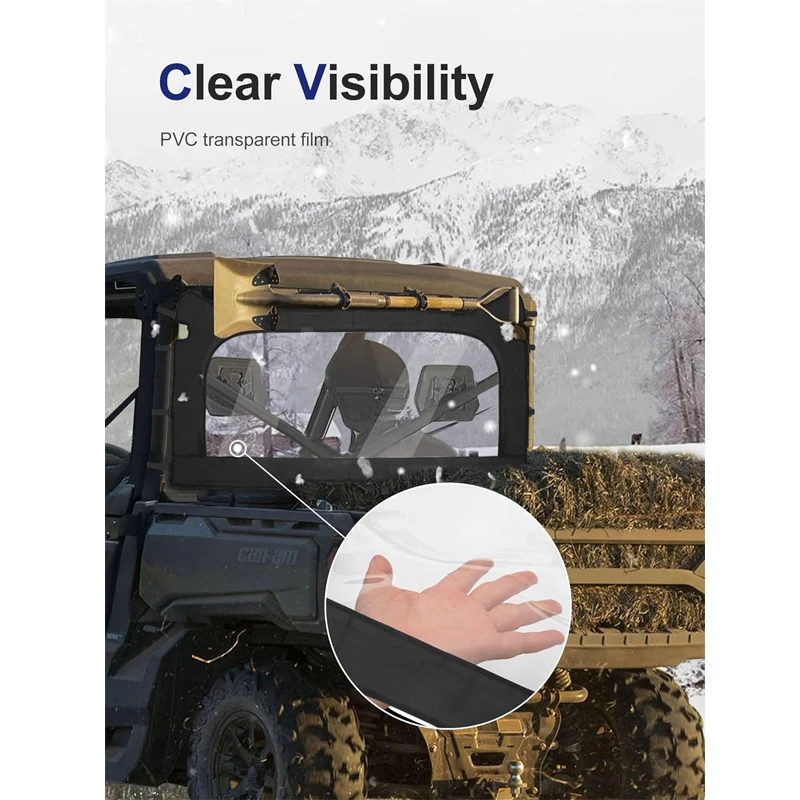 Tylna, pyłoszczelna, pełna osłona przeciwwiatrowa z zamkiem błyskawicznym, zwijana/goniona, do Can-Am Defender HD 5 7 8 9 10 HD5 HD7 HD8 HD8 HD9 HD10 Max