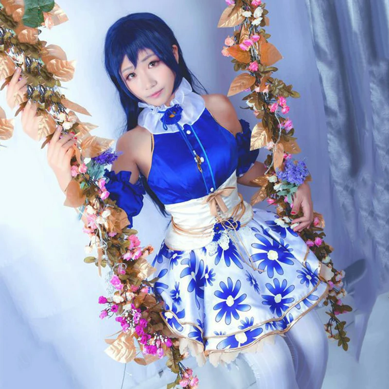 In Stock！Lovelive Cos Sonoda Umi Cosplay Flower weaving Elf Scepter Awakening floral print Skirt Costume