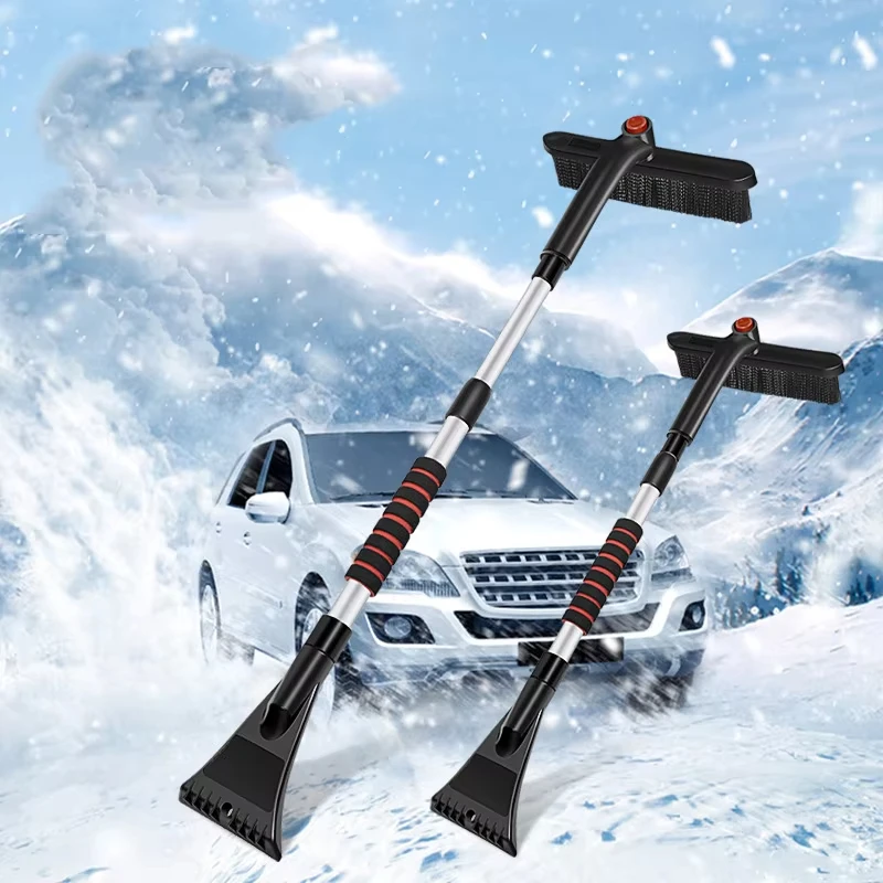 Car Multifunctional Snow Shovel Rotatable Telescopic Snow Remover Cleaning De-icing Shovel Snow Sweeping and Defrosting Tools