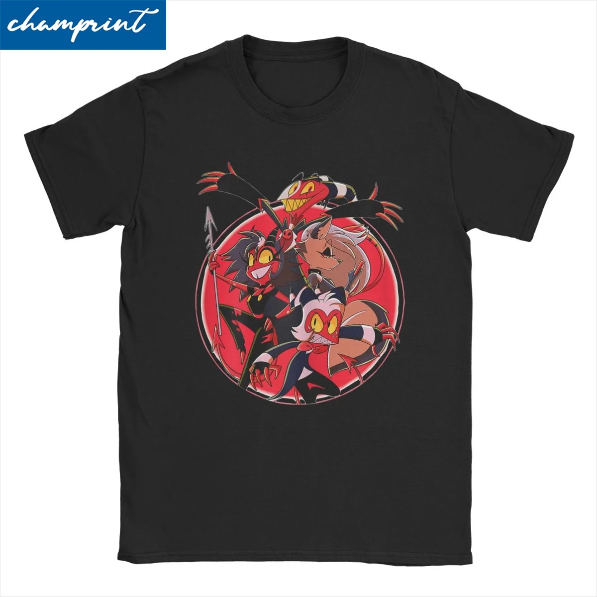 Helluva Boss Anime T Shirts for Men Women Cotton Vintage T-Shirts Crew Neck Moxxie Millie Blitzo Tees Clothing Graphic