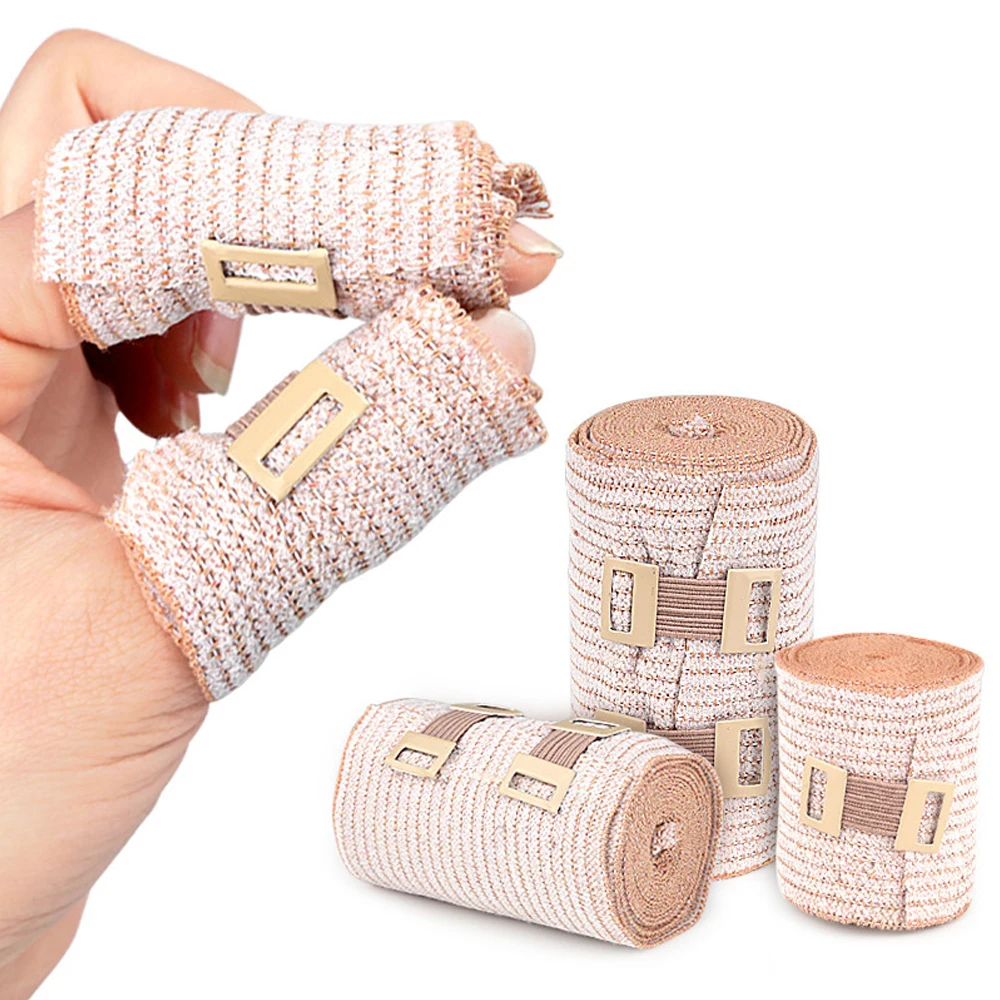 3 Roll Elastic Bandage Wrap,Stretch Compression Bandage Stretches up to 450cm, Ideal for Sports, Sprains, Calf, Ankle, Knee