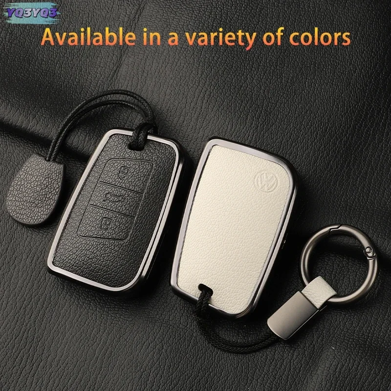 

2025 Metal Leather Car Remote Key Case Cover For VW Volkseagen Passat B8 Magotan For Skoda Superb A7 Kodiaq Seat Protected Fob