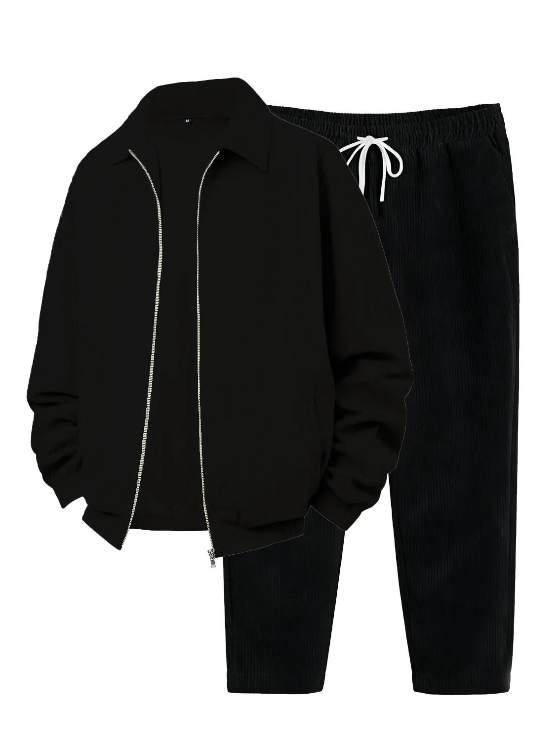 

Men's Corduroy Zipper Jacket And Pants Set Solid Color Fashion Casual Streetwear Travel Spring Autumn