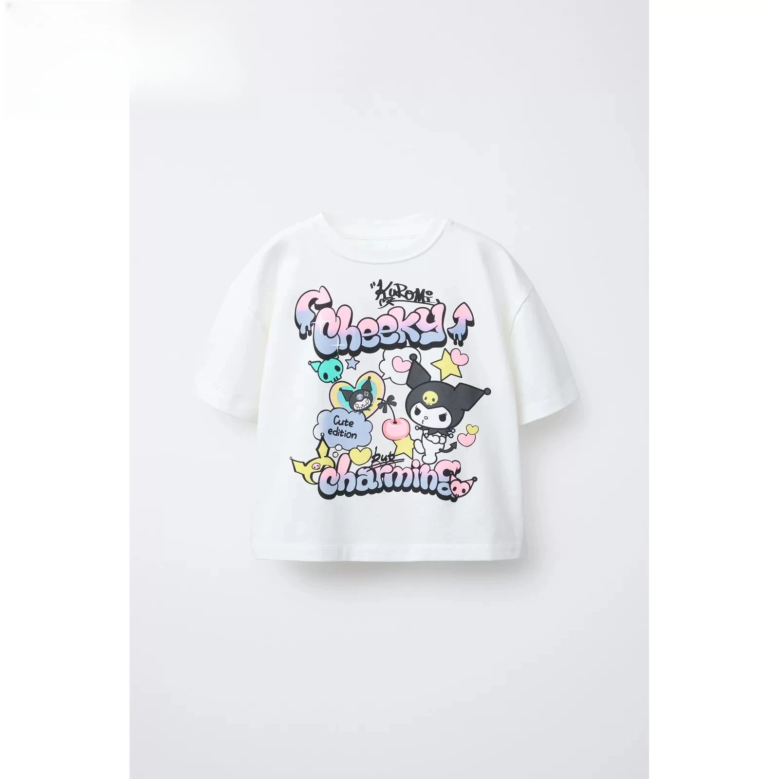 

Sanrio Kuromi Boys and Girls Family Parent-Child Summer T-Shirt Cartoon Animated Characters Short Sleeve Casual Sports Top Cute