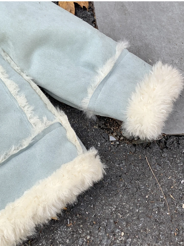 

Peerry маленького размера из меха и кожи, свободное пальто с воротником-стойкой для женщин, повседневное пальто из полиэфирного волокна Long Sve