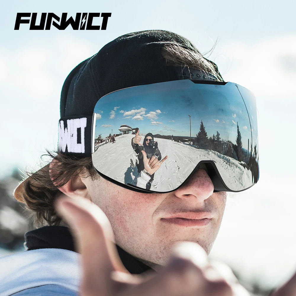 FUNWICT Ski Goggles Double Layers Men Women UV400 Protection Ski Anti-Fog Snow Polarized Glasses Snowboard Snowmobile Eyewear