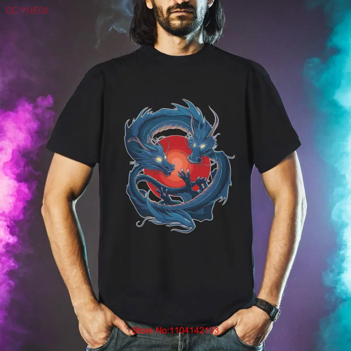 Blue Mystic Dragon T Shirt Fantasy Dragons long or short sleeves