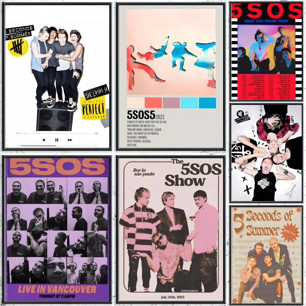 Popular Band 5 Seconds of Summer Poster HD Self-Adhesive No Residue After Removal Ideal for All Kinds of Wall Decor