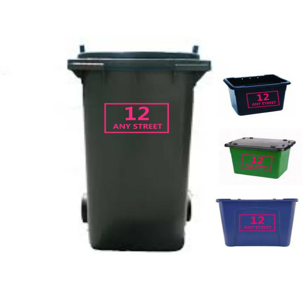 Wheelie Bin 스티커, 재활용 상자 스티커, 맞춤형 번호, 집 이름, x4