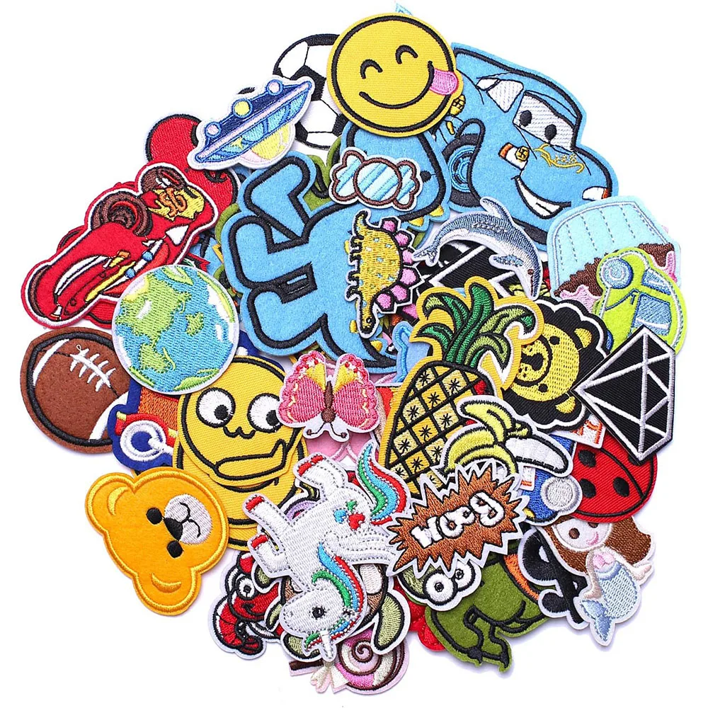 30Pcs Patch Random Style Embroidery Iron On Patches For Clothing Ironing Sew On Sticker Repair