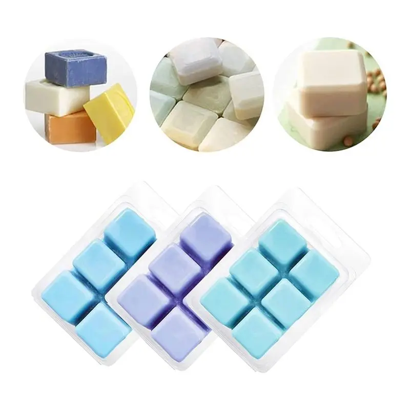 B14C 30Pcs Wax Melt Container Clamshell Packaging Mold Box 6 Cavity Clear Plastic Cube Tray Wax Melt Clamshells Molds Square