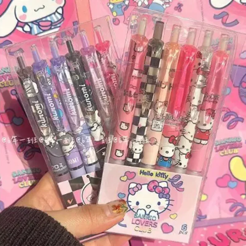 Sanrio High-value Cute Hello Kitty Kuromi Cinnamoroll Pressed the Gel Pen Cute Cartoon Student Quick-dry Brush Pen Black Pen